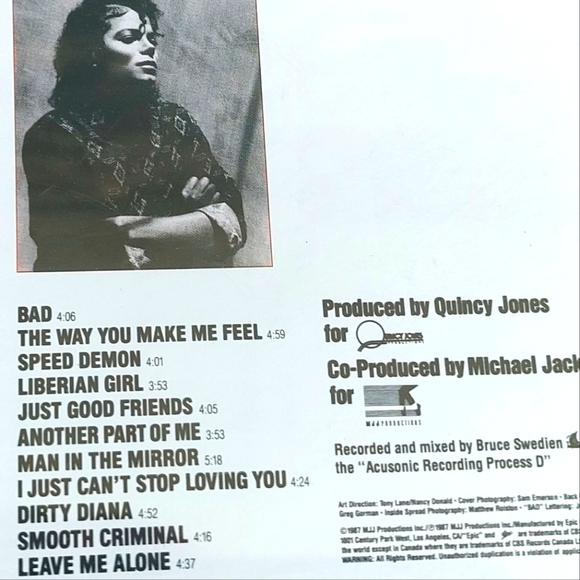 Michael Jackson - CD Album: Bad 1987 - Picture 3 of 3